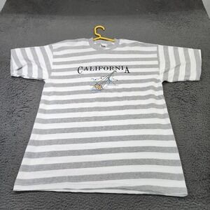 TND California Shirt Mens Large Gray White Striped Sailboat Nautical Tee Graphic